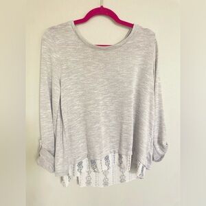 Cute shirt with open detailed back w/ sheer material - dainty & feminine!